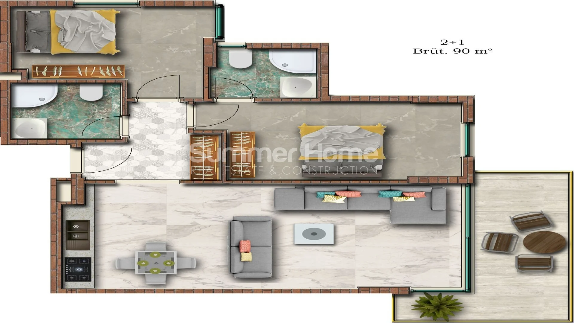 High Standard Apartments Providing Amazing Sea View and Beachfront Location in  Alanya, Mahmutlar Plan - 31