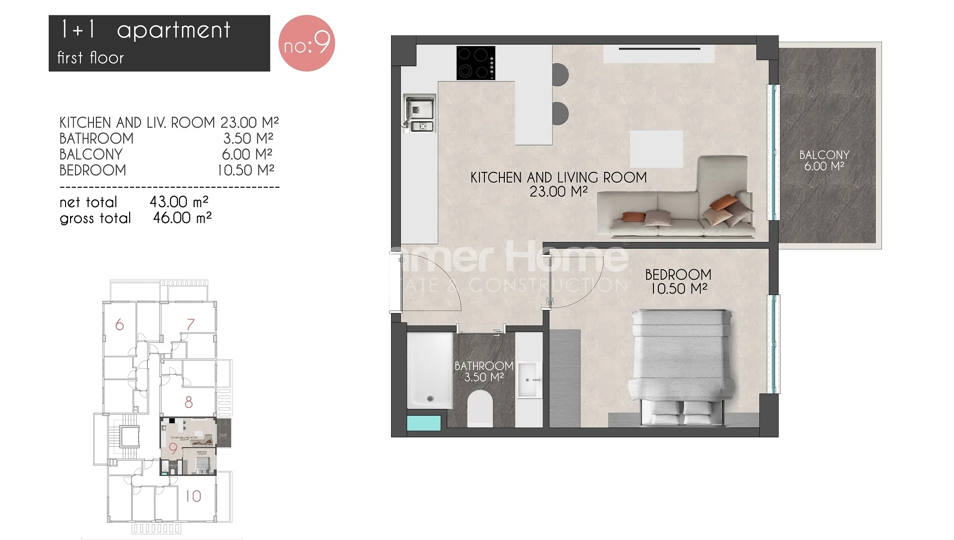 Minimal yet attractive apartments in Kestel Plan - 14