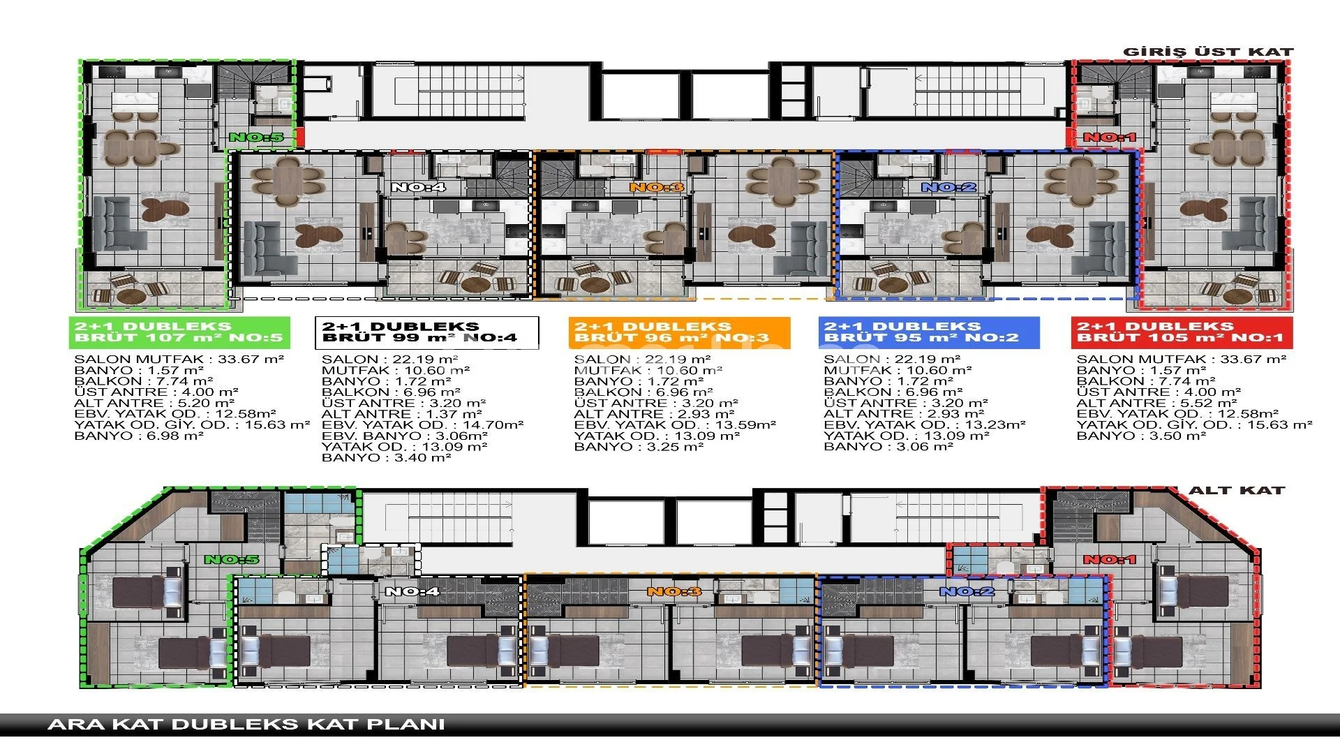 Prestigious Duplex Apartments for Sale in Tosmur Plan - 25