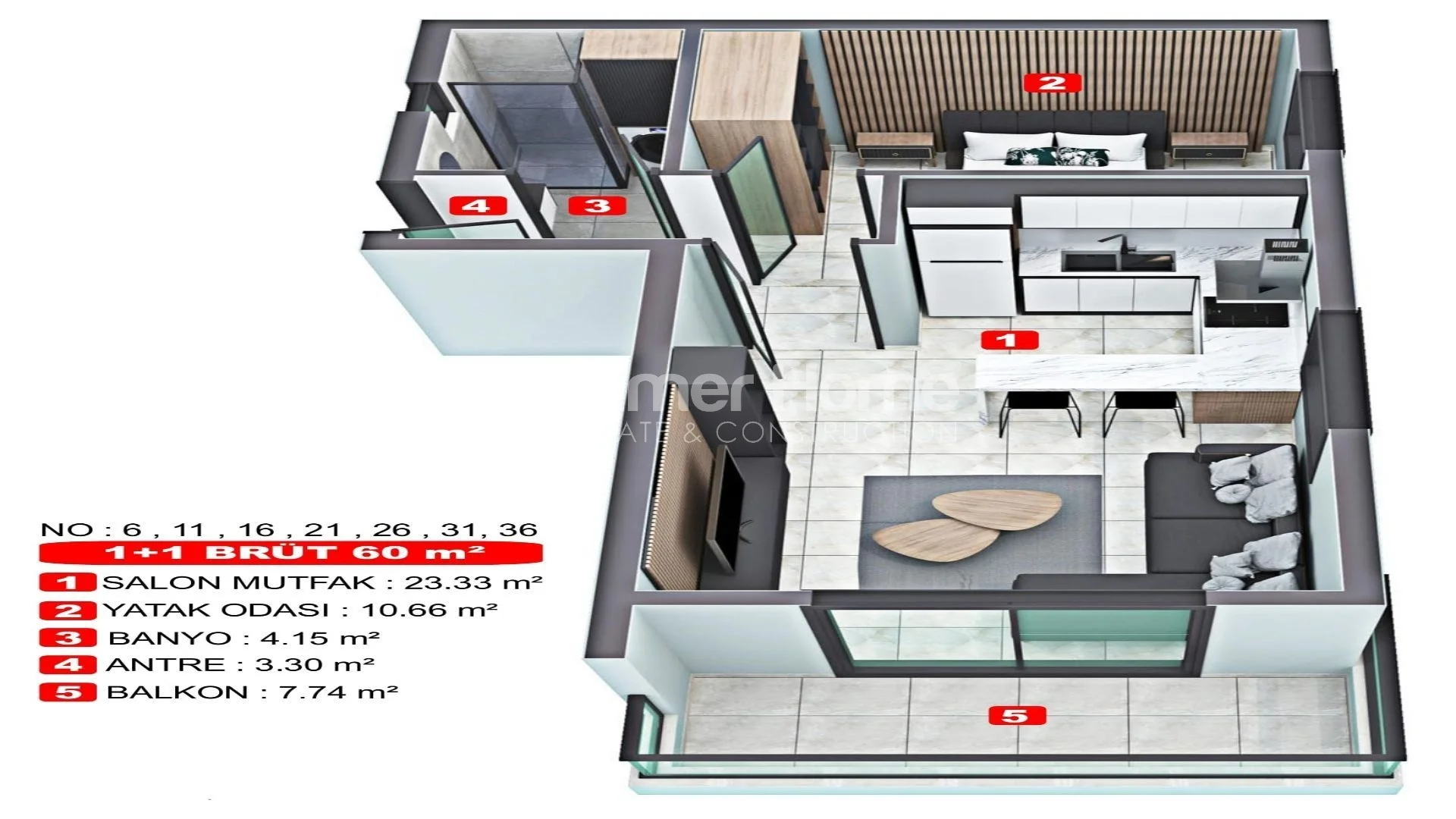 Prestigious Duplex Apartments for Sale in Tosmur Plan - 29