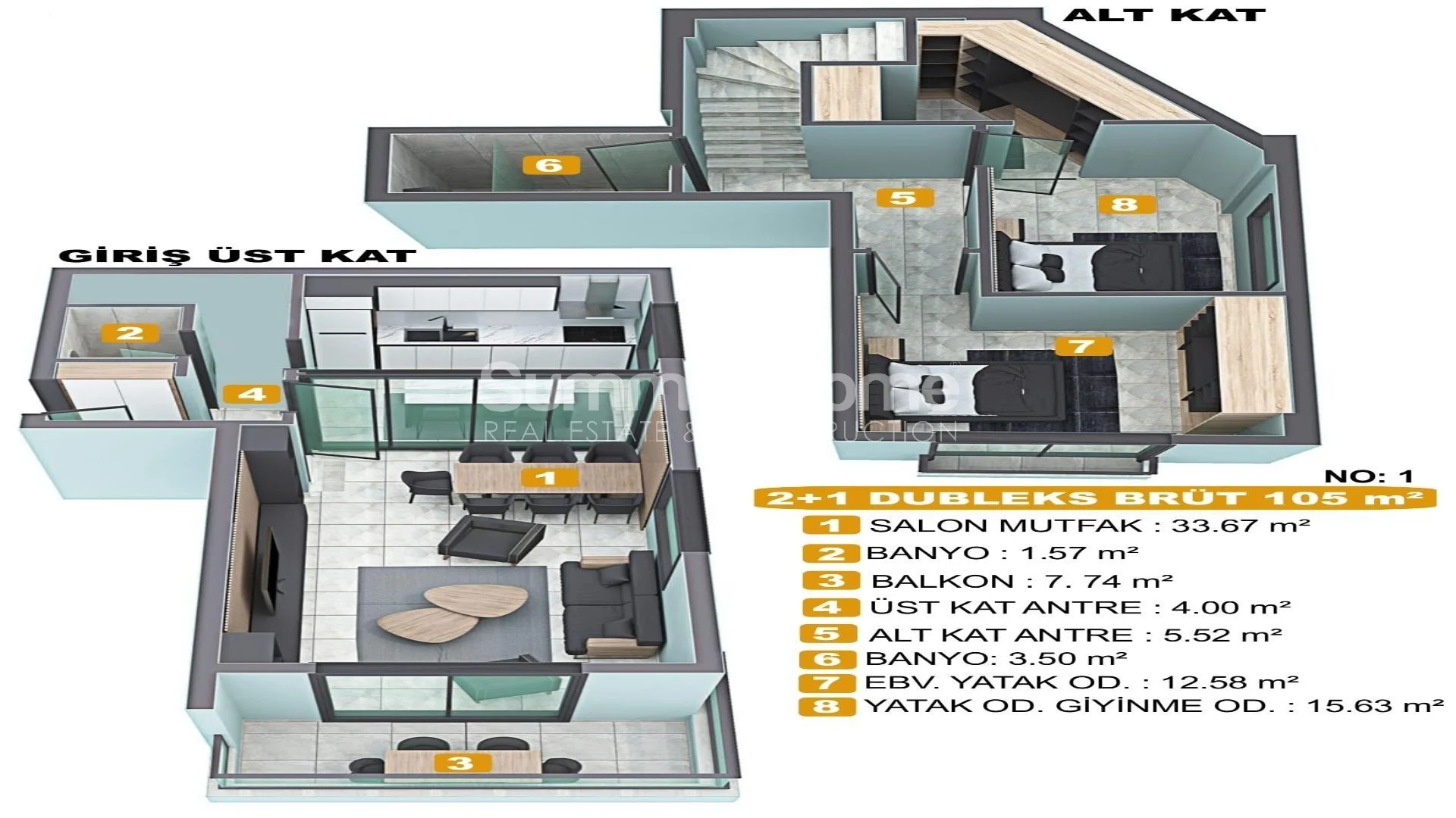 Prestigious Duplex Apartments for Sale in Tosmur Plan - 31