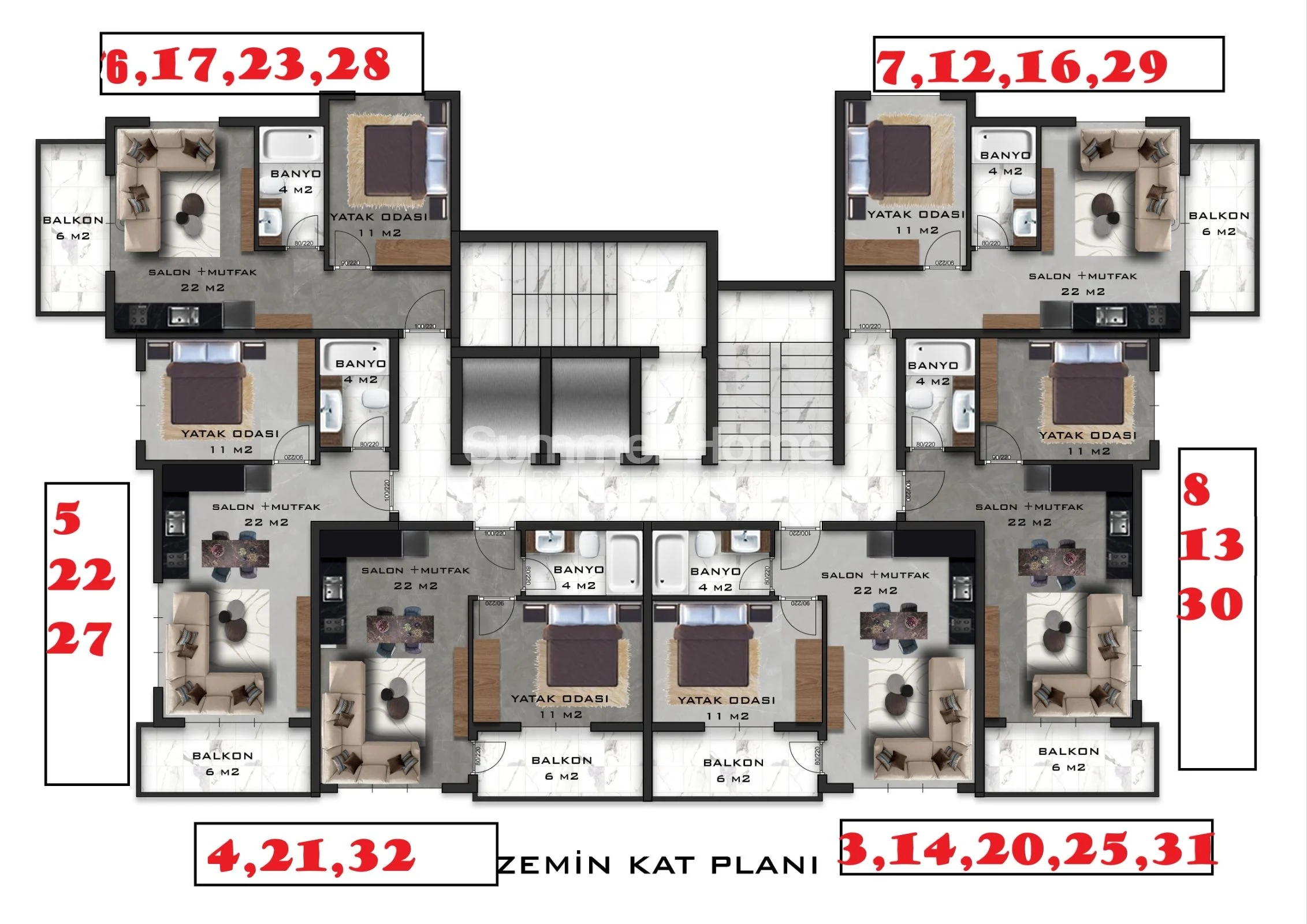 Exquisit gestaltete Apartments in Demirtas Plan - 35