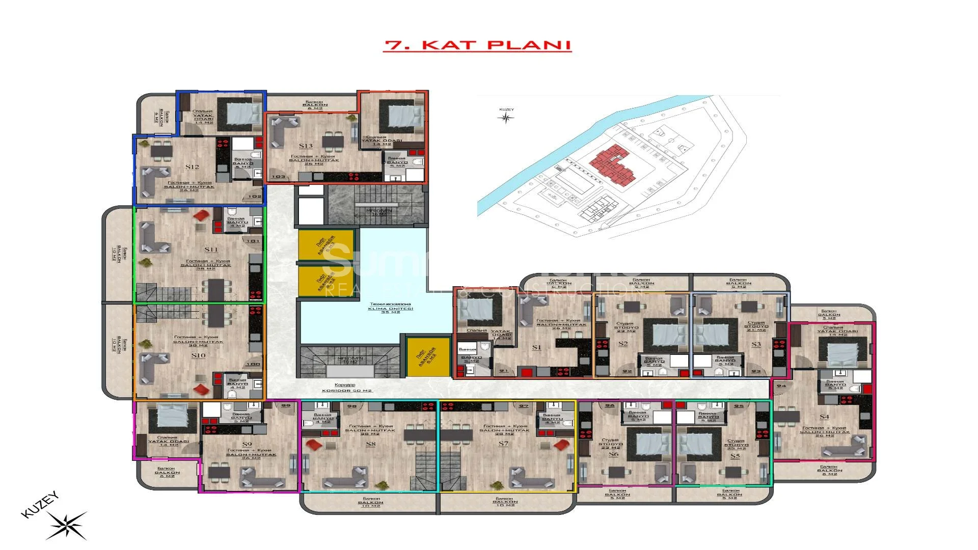 Modern & Chic Apartments in Rural Mahmutlar Plan - 17