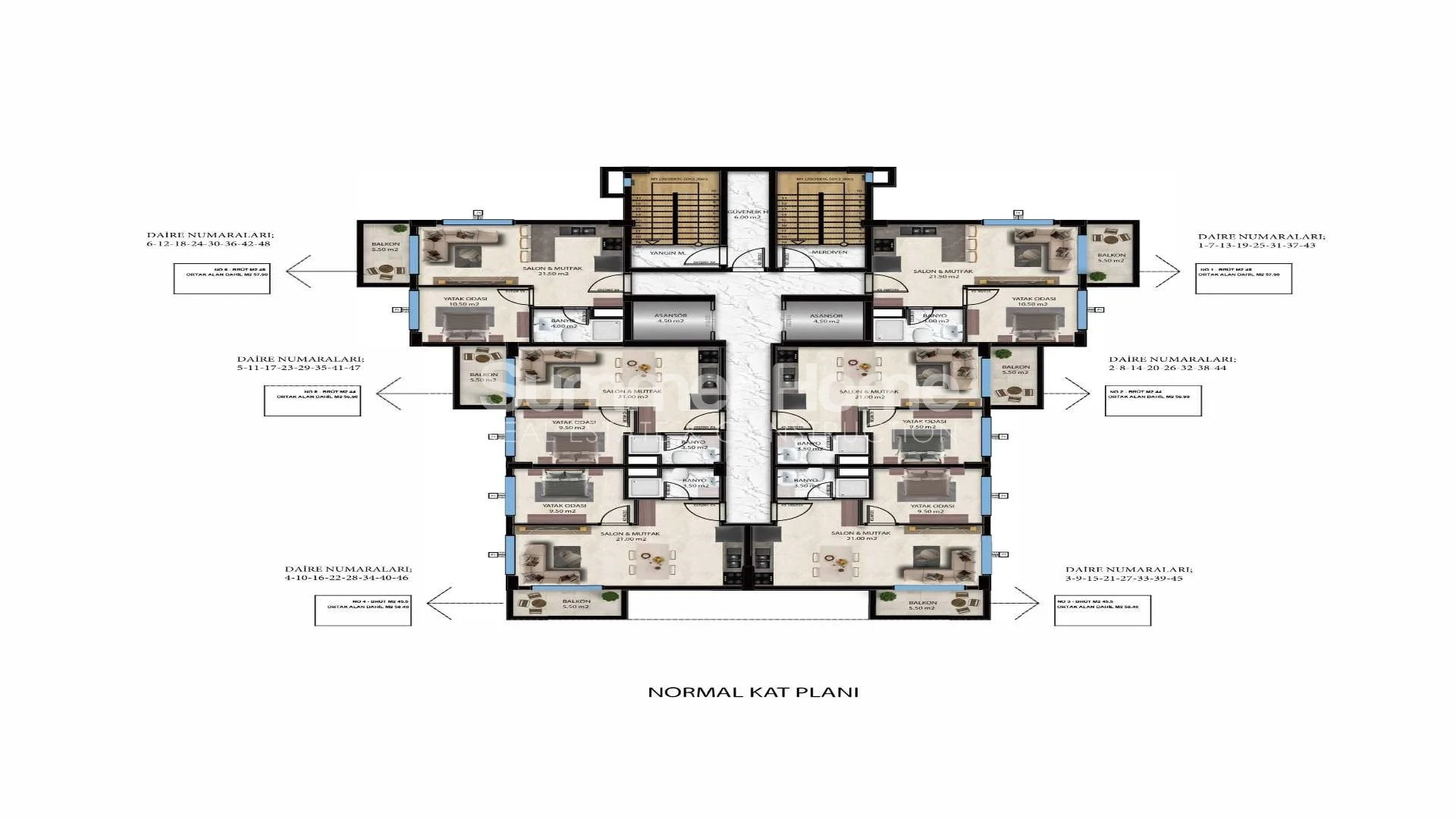 Luxurious, Elegant Apartments in Avsallar Plan - 33