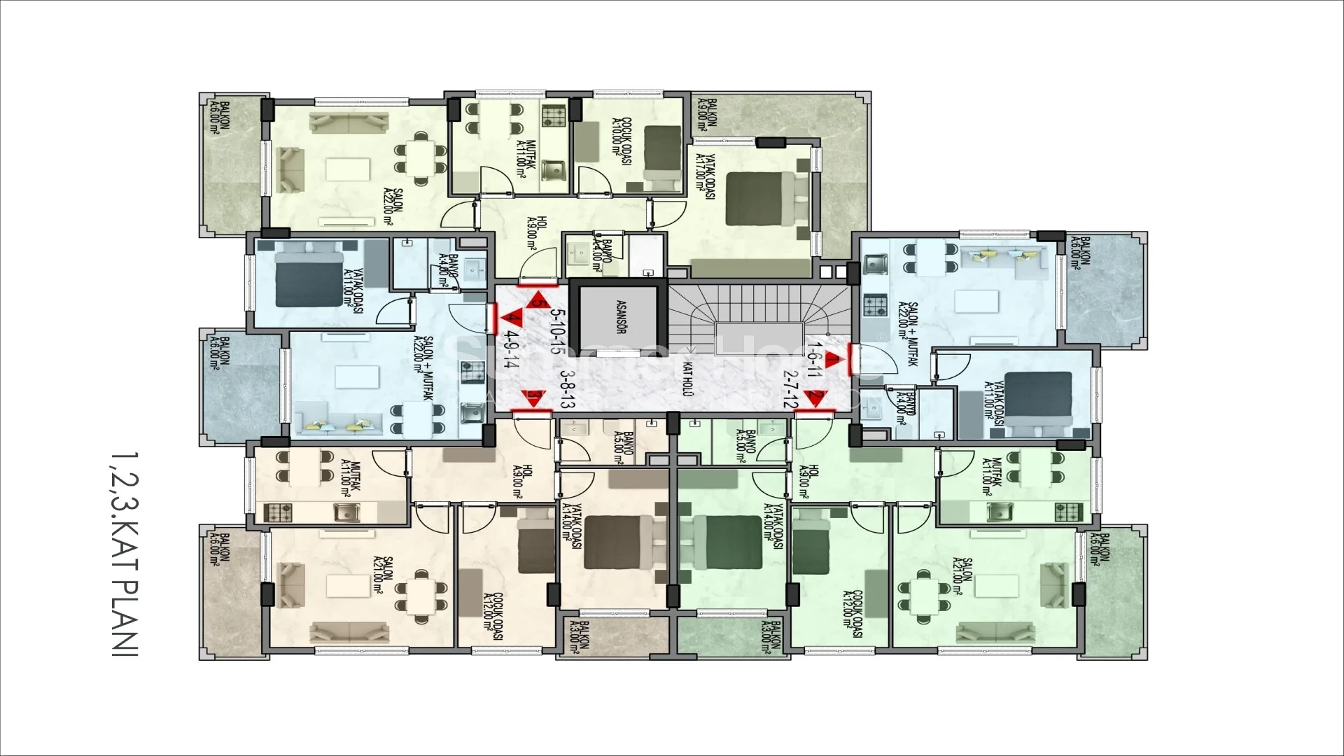 Klasikiškai gražūs apartamentai Alanijos centre plan - 23