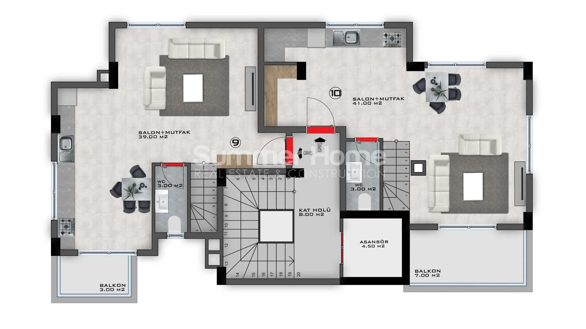 Contemporary Chic Apartments For Sale in Avsallar Plan - 7