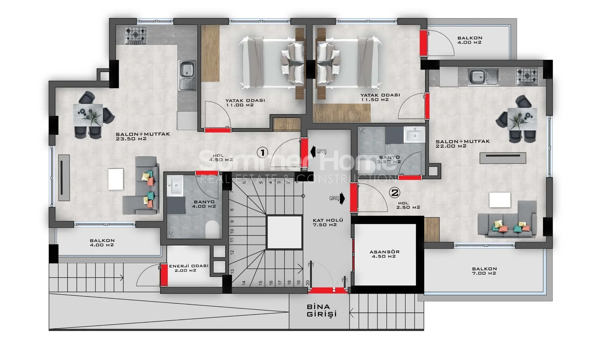 Contemporary Chic Apartments For Sale in Avsallar Plan - 9