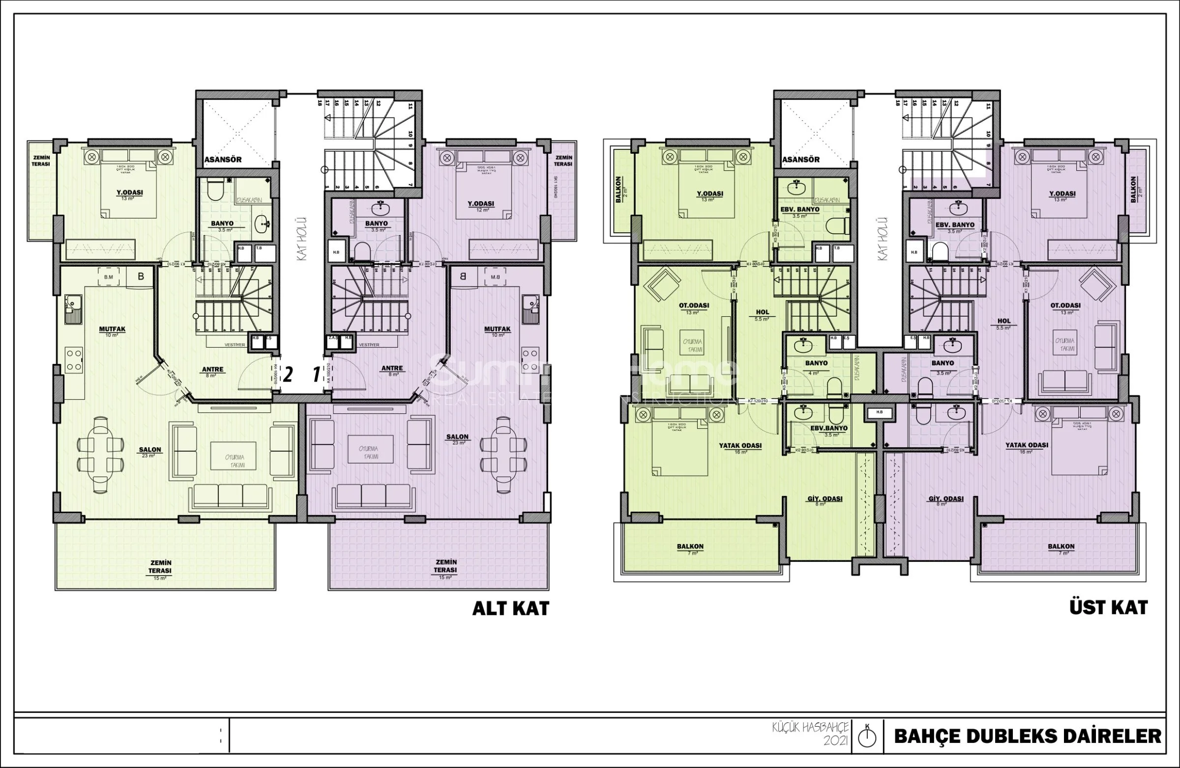 Ultra-luxe duplex-appartementen met vier slaapkamers. zwembad en tuinen. Panoramisch uitzicht over Alanya plan - 18