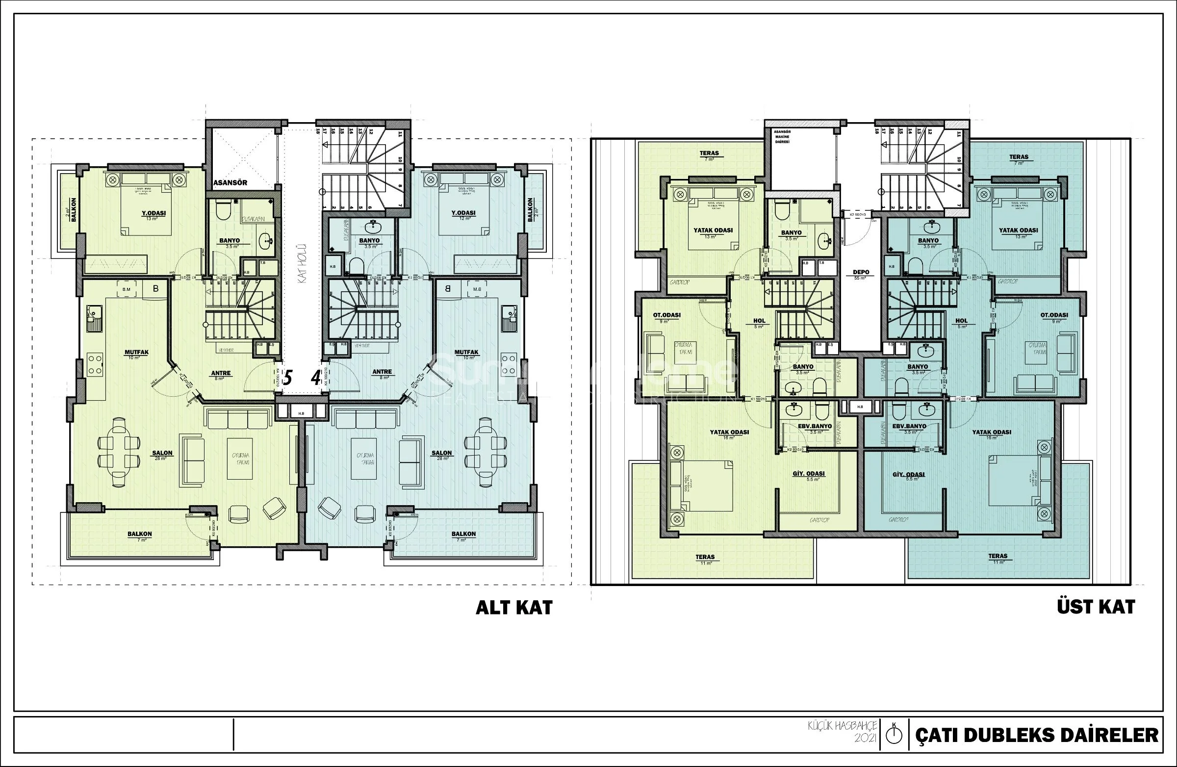 Ultra-luxe duplex-appartementen met vier slaapkamers. zwembad en tuinen. Panoramisch uitzicht over Alanya plan - 1