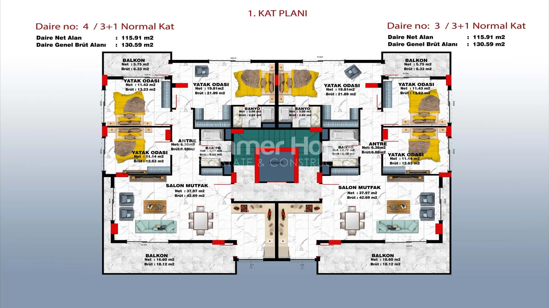 Exclusive Penthouses For Sale in Central Alanya Plan - 9