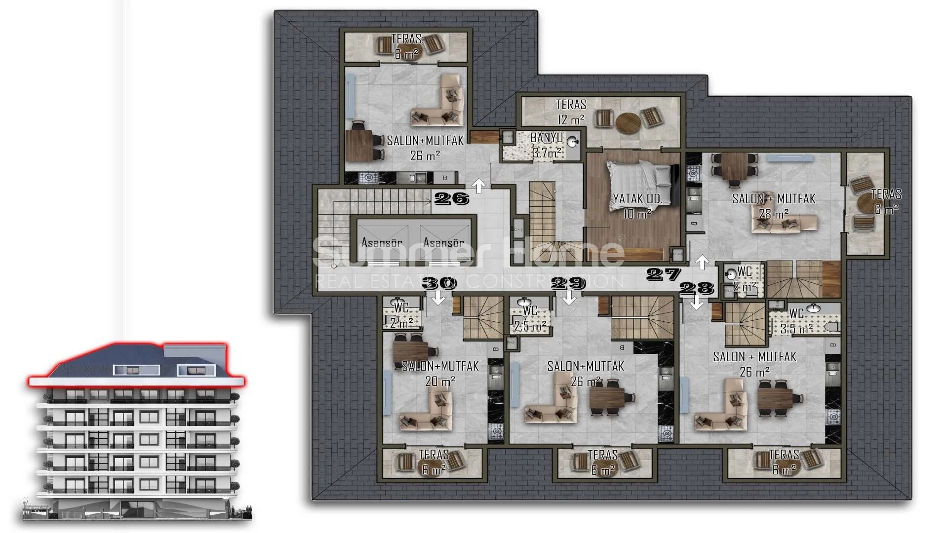 Chic Apartments Available in Modern Mahmutlar Plan - 1