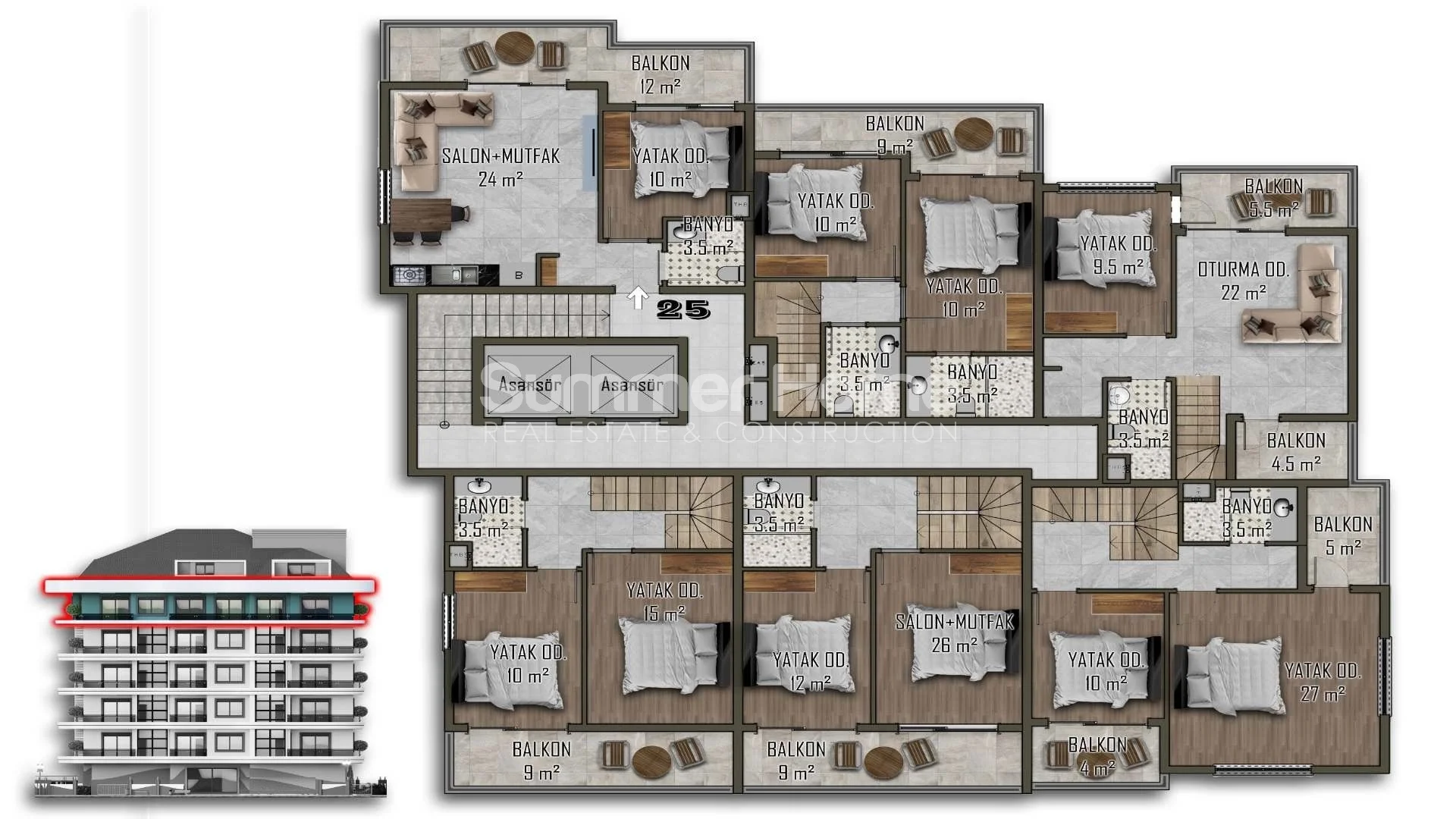 Chic Apartments Available in Modern Mahmutlar Plan - 1