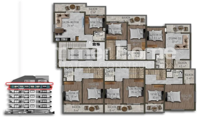 Chic Apartments Available in Modern Mahmutlar Plan - 27