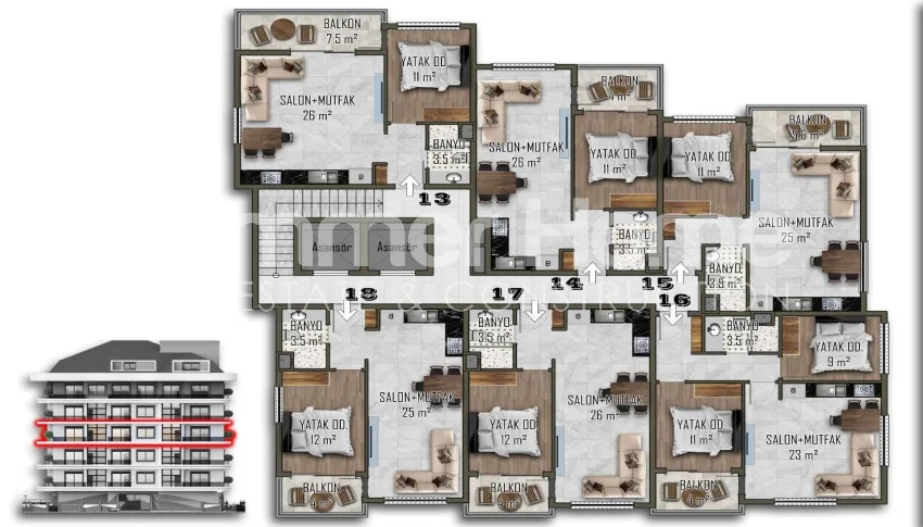 Chic Apartments Available in Modern Mahmutlar Plan - 28