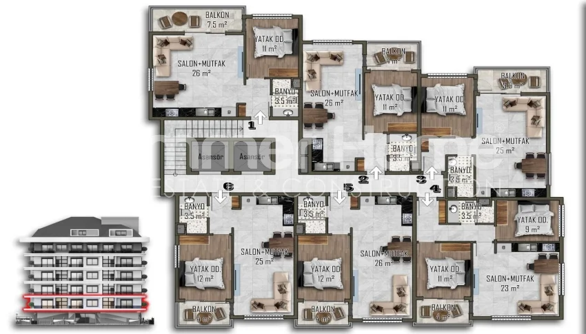 Chic Apartments Available in Modern Mahmutlar Plan - 30