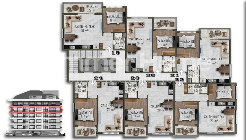 Chic Apartments Available in Modern Mahmutlar Plan - 31