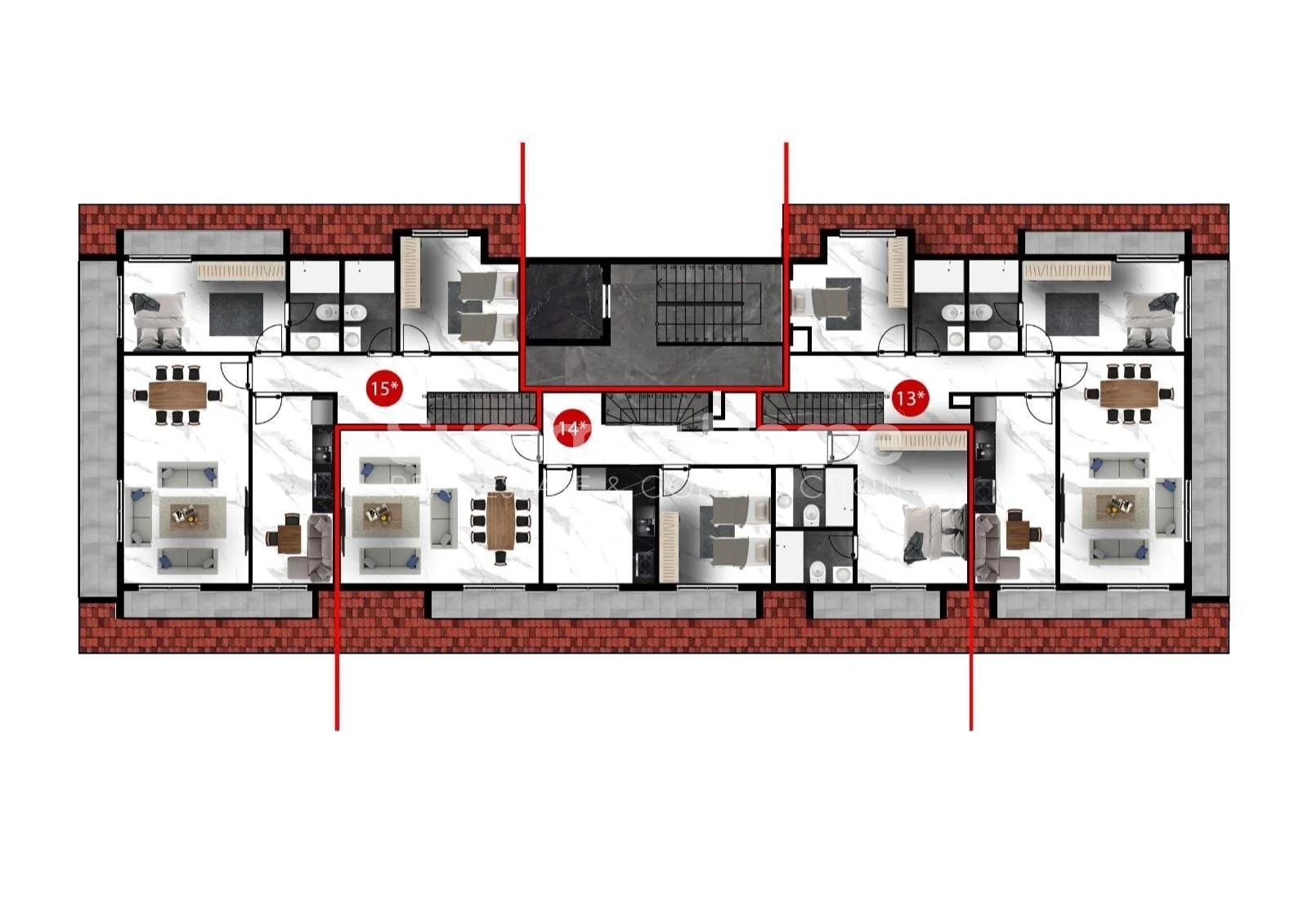 Potpuno novi apartmani modernog dizajna plan - 1