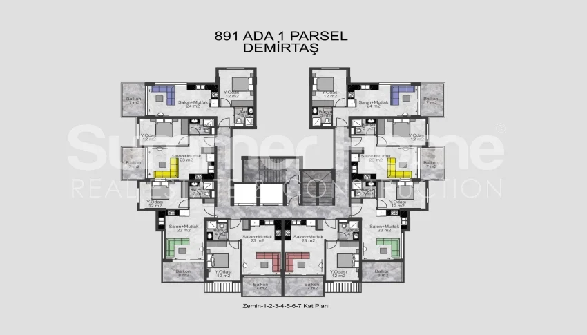 Houkuttelevat huoneistot upeassa kompleksissa Demirtasissa plan - 48