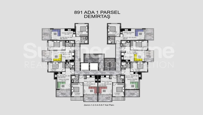 Houkuttelevat huoneistot upeassa kompleksissa Demirtasissa plan - 53