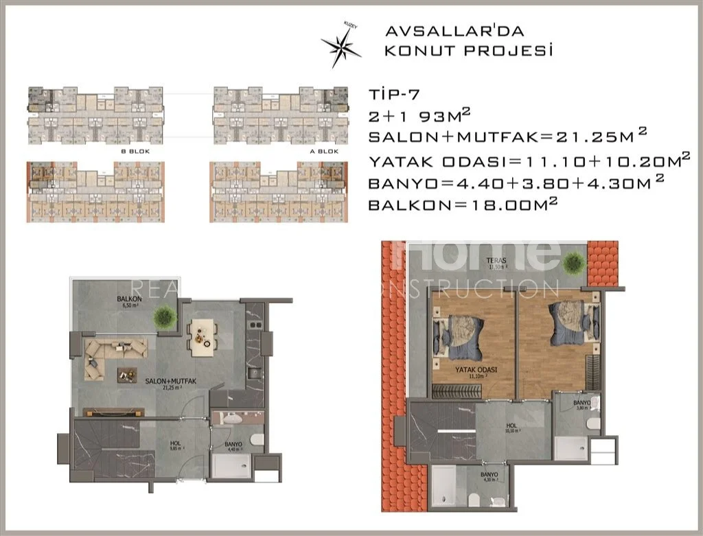 Modernus ir stilingas pastatas Alanijos Avsallar rajone plan - 44