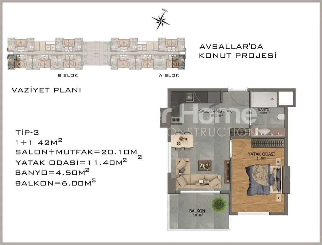 Modernus ir stilingas pastatas Alanijos Avsallar rajone plan - 57