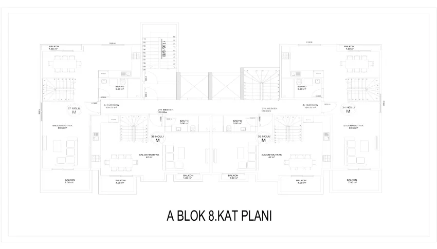 New Apartments with Stylish Design in Alanya's City Center Plan - 42