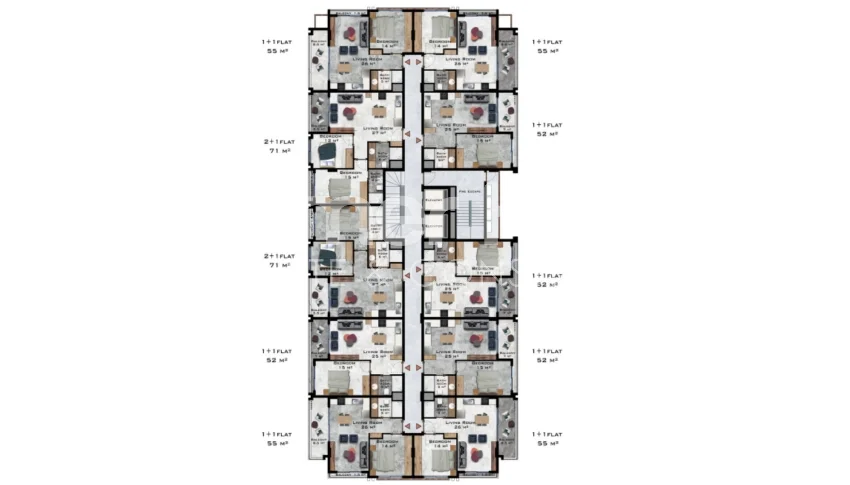 Стильные новые апартаменты в районе Каргыджак, Аланья Планировка - 30