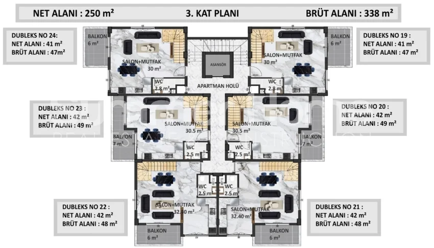 Luxury Apartments in Peaceful Environment of Oba, Alanya Plan - 41