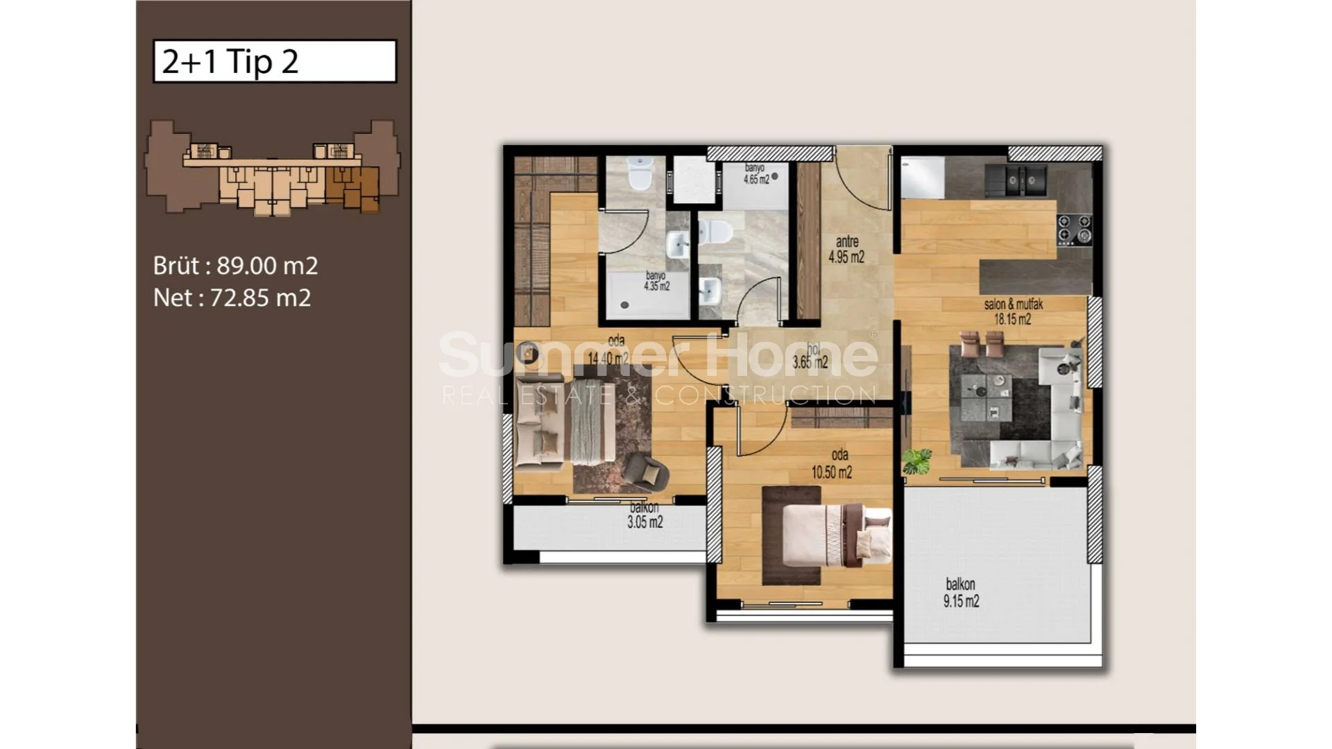 Apartmani modernog dizajna smješteni u Mezitliju, Mersin plan - 21