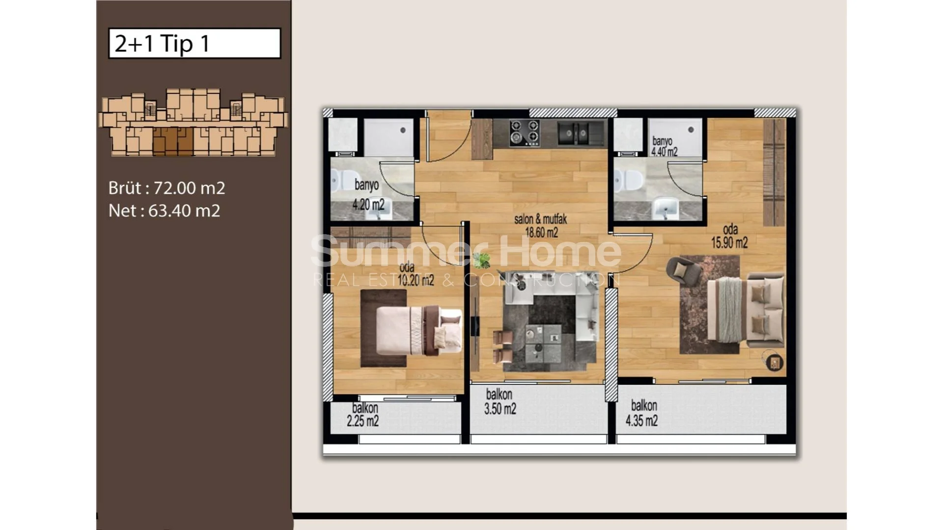 Mezitli, Mersin'de bulunan güzel modern daireler Plan - 19