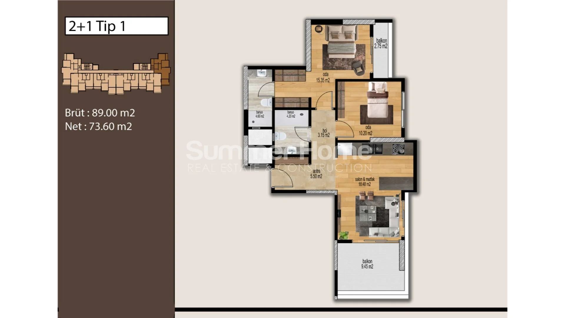 Apartmani modernog dizajna smješteni u Mezitliju, Mersin plan - 20