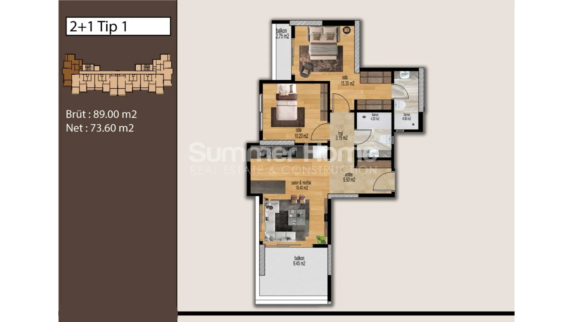 Apartamente të bukura moderne të vendosura në Mezitli, Mersin plan - 18