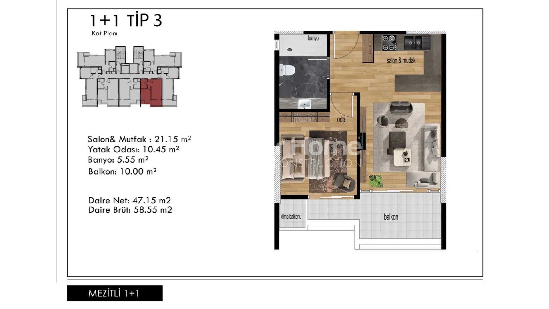 Prekrasni apartmani modernog dizajna u Mezitli, Mersin plan - 26