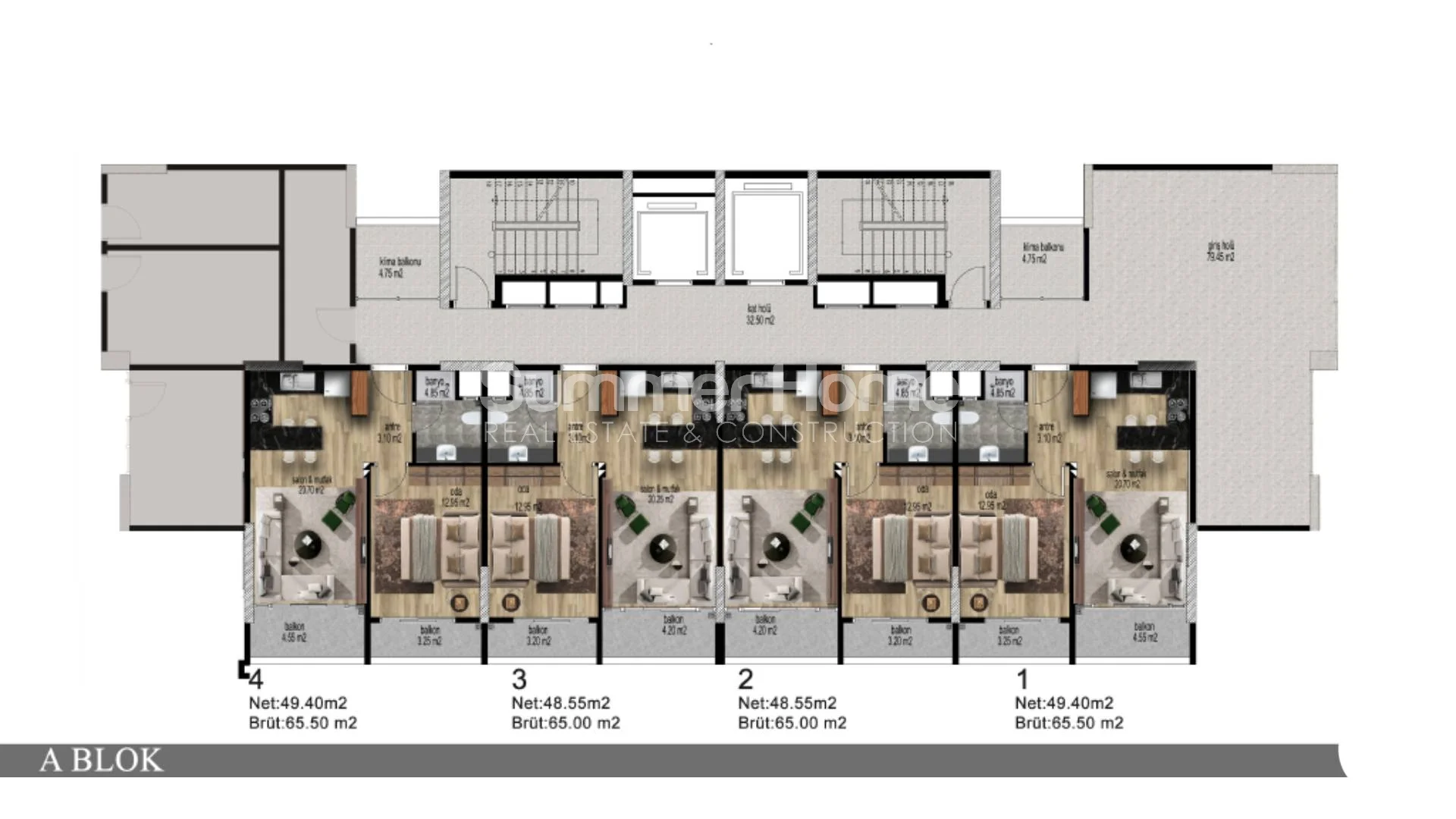 Apartments mit einem Schlafzimmer in Arpacbahsis, Mersin Plan - 23