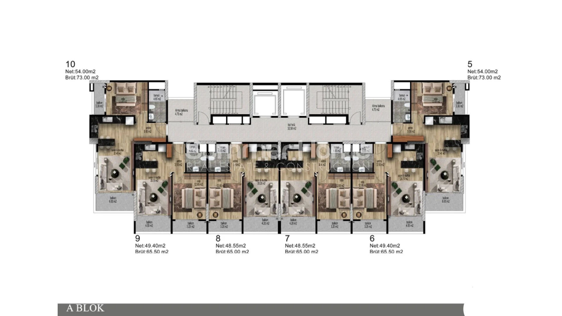 Billige leiligheter med 1 soverom i Arpacbahsis, Mersin plan - 21