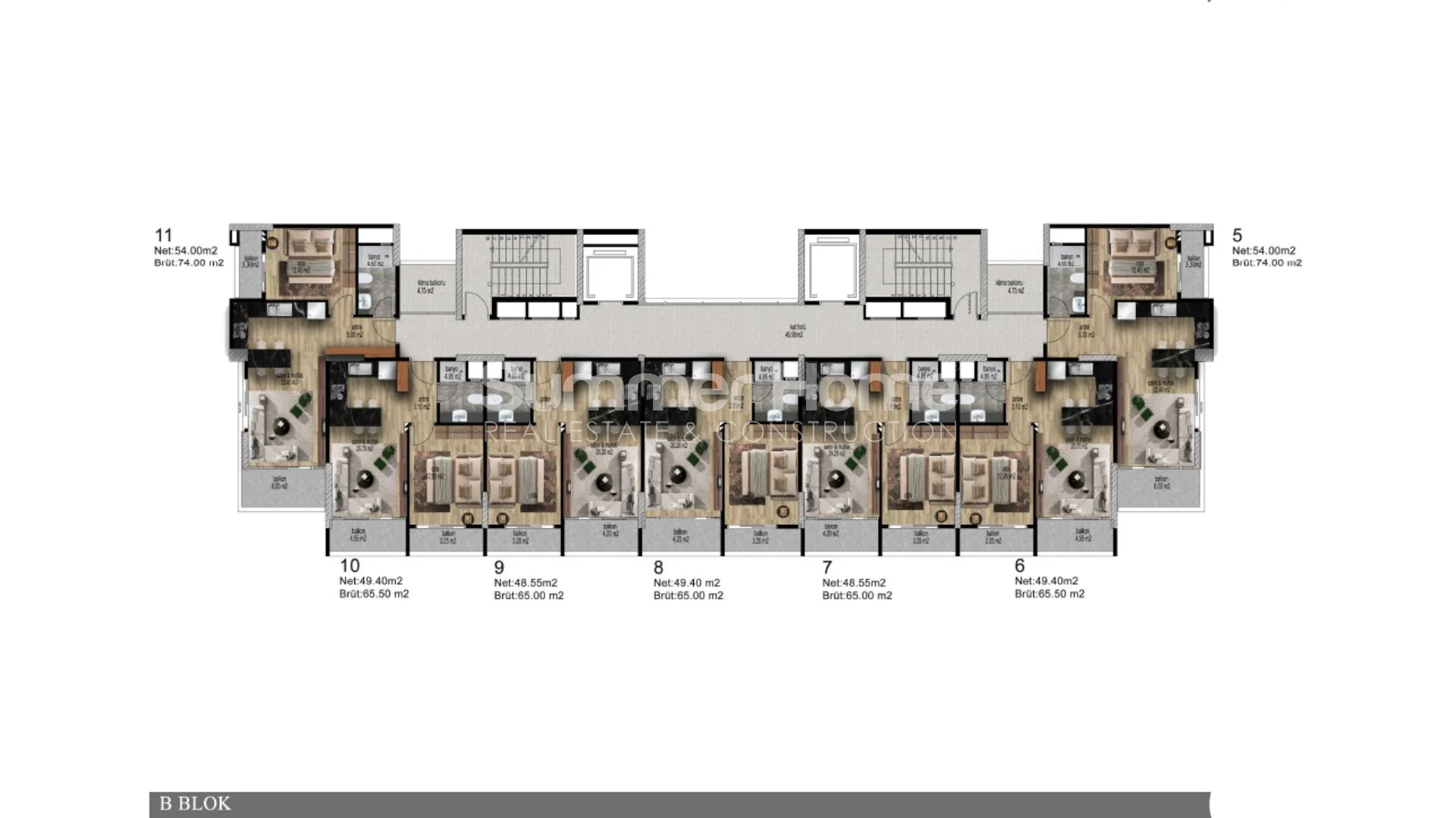 Billige leiligheter med 1 soverom i Arpacbahsis, Mersin plan - 22