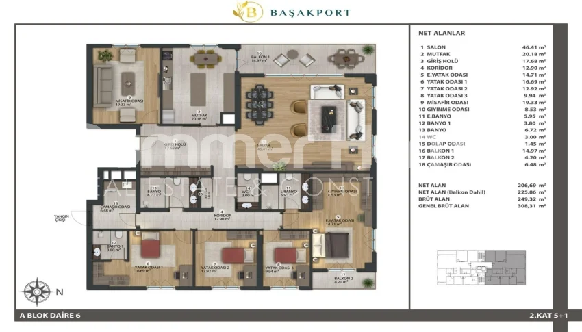 Marvelous Apartments in Natural Setting in Basaksehir Plan - 17
