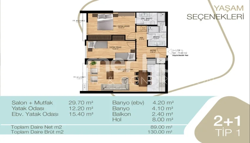 Sleek and modern apartments with city view in Esenyurt Plan - 31